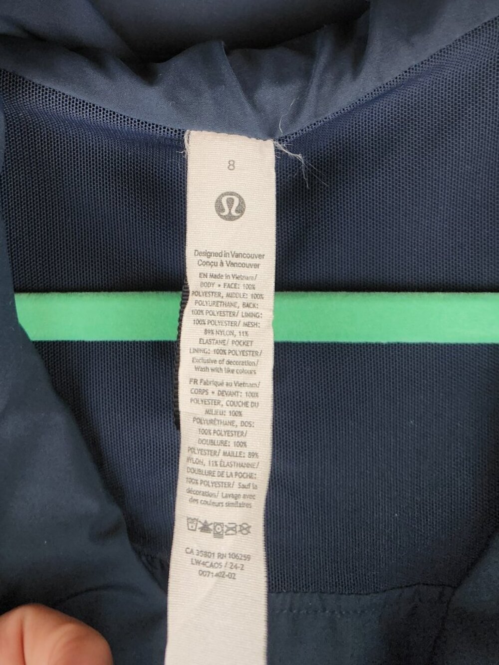 Lululemon Navy Blue Rain Rebel Hooded Jacket sz 8 - Picture 11 of 14
